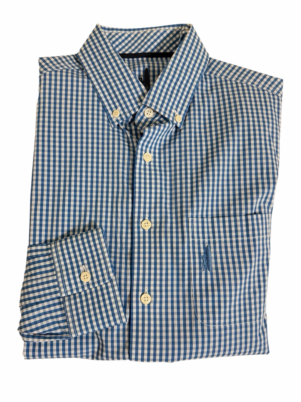 New JOHNNIE-O Blue/White Everyday Performance Button Down Shirt - Gingham Check